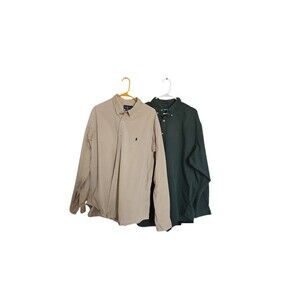 Lot of 2 Ralph Lauren Tan and Hunter Green Button Down Men's Shirts Blake  XXL